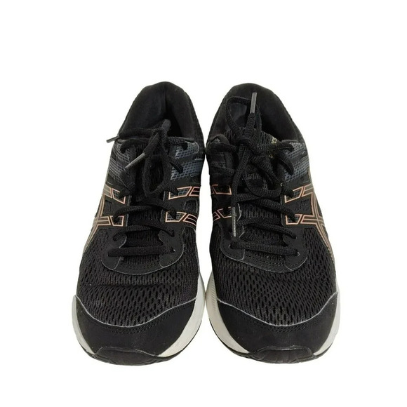 Asics Contend 6 Sneakers Women Size 9 Black Rose Gold Everyday Comfort 1012A570 - Picture 3 of 9